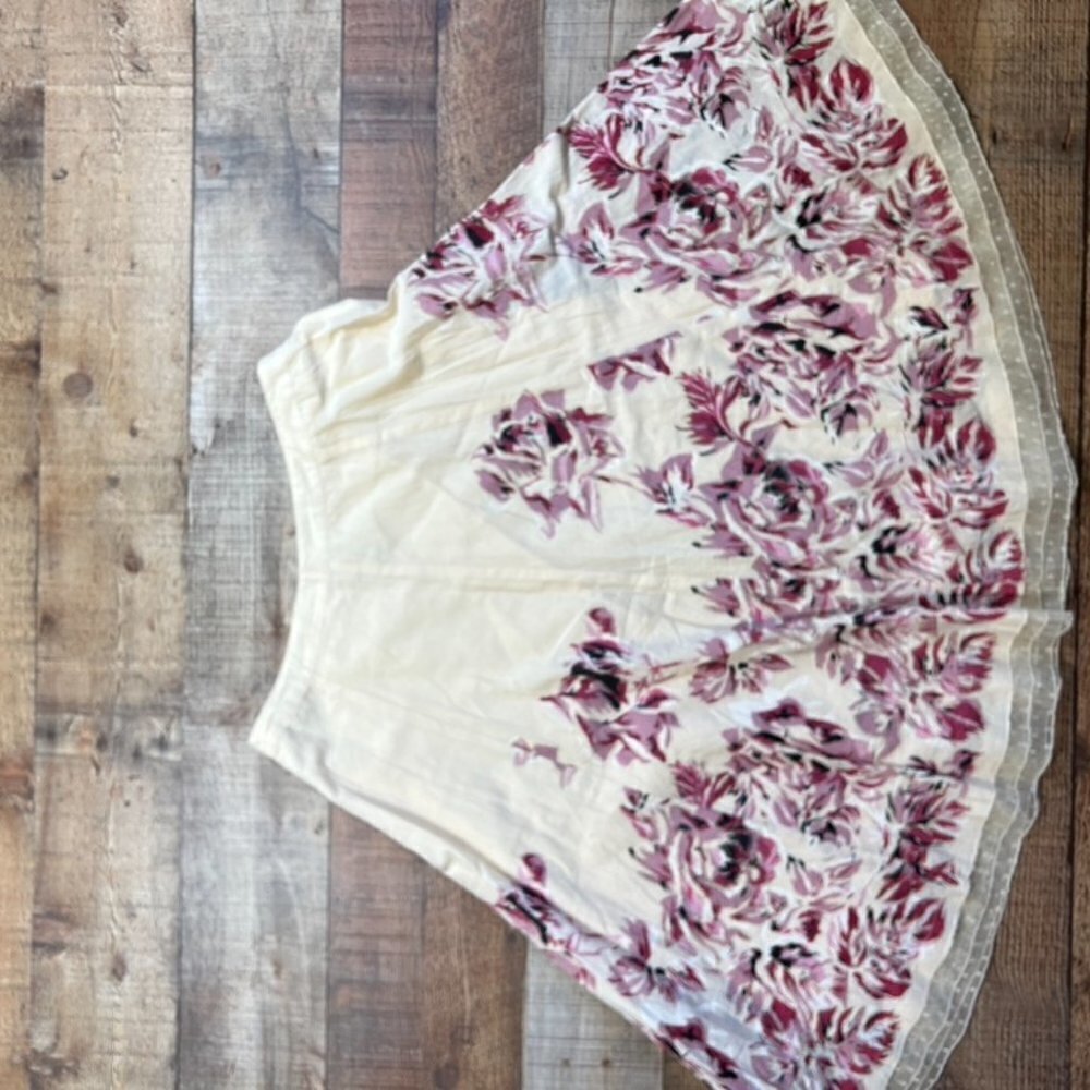 Odille Anthropologie A-line Cream & Mauve Skirt size 2 - Picture 5 of 5